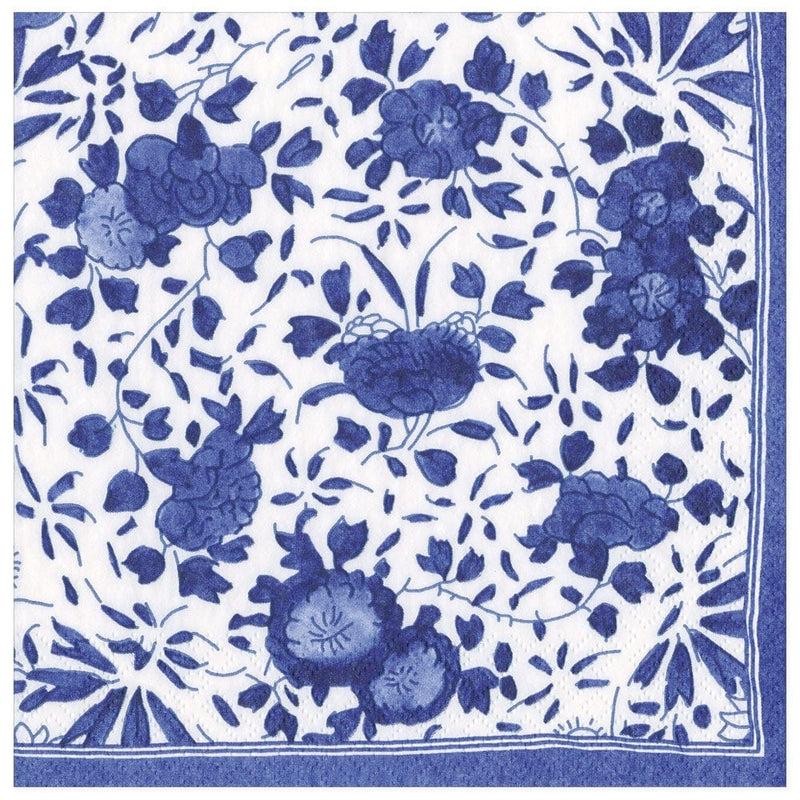 Caspari Delft Paper Dinner Napkins In Blue - 20 Per Package