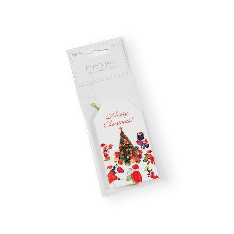 Caspari Dogs Around Christmas Tree Gift Tags - 4 Per Package