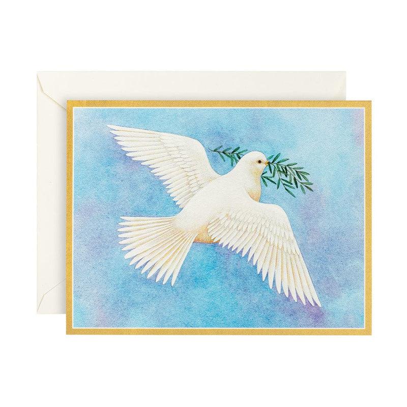 caspari Dove with Olive Branch Boxed Christmas Cards - 15 Cards & 15 Envelopes