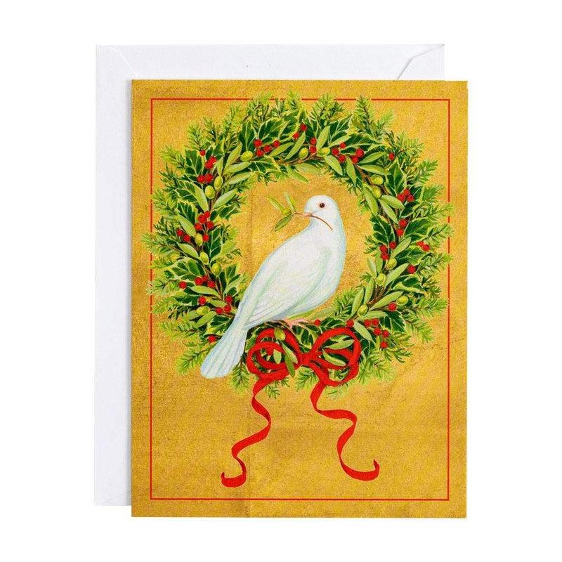 caspari Dove with Wreath Boxed Christmas Cards - 15 Cards & 15 Envelopes