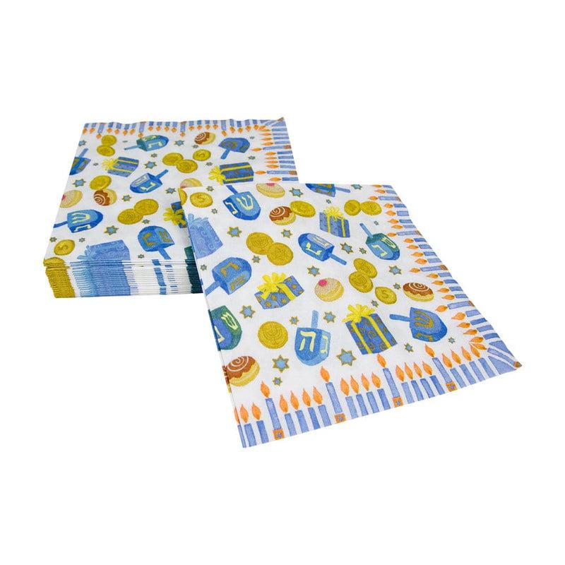 Caspari Dreidel; Dreidel; Dreidel Luncheon Napkins - 20 Per Package