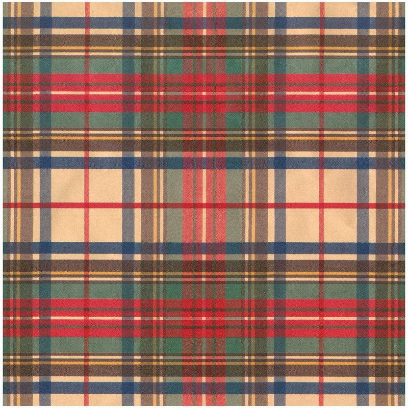 Caspari Dress Stewart Tartan Gift Wrapping Paper On Gold Foil - 30" X 6' Roll