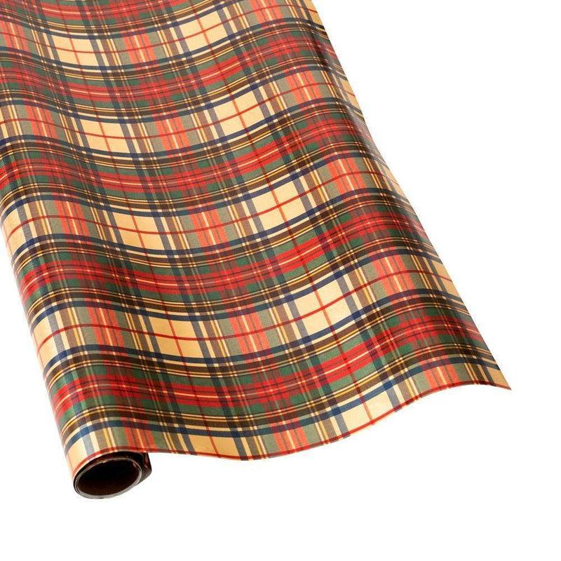 caspari Dress Stewart Tartan Gift Wrapping Paper on Gold Foil - 30" x 6' Roll