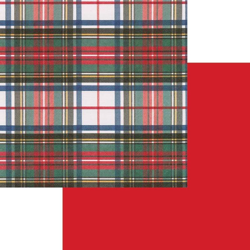 Caspari Dress Stewart Tartan Reversible Gift Wrapping Paper In White - 30" X 8' Roll