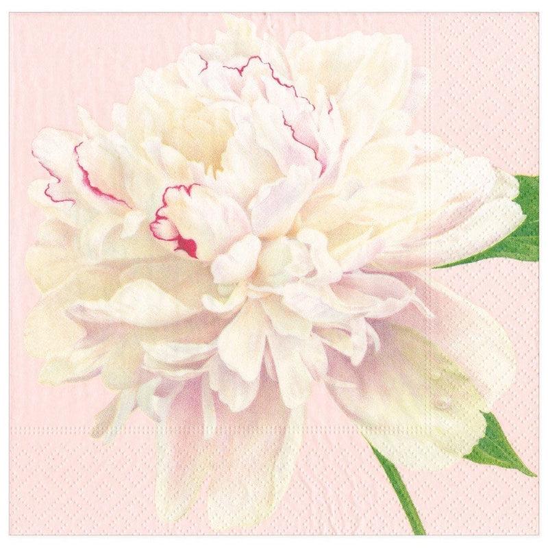 Caspari Duchess Peonies Paper Dinner Napkins In Blush - 20 Per Package