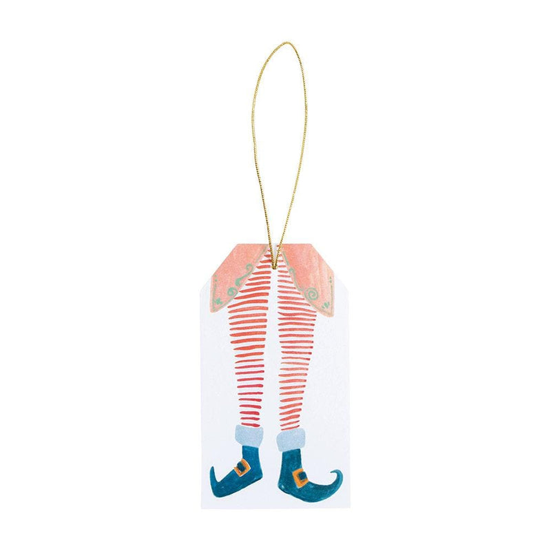Caspari Elf Stockings Classic Gift Tags - 4 Per Package