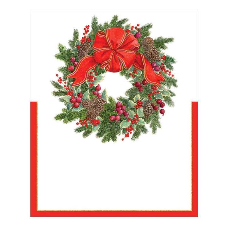 Caspari Evergreen Wreath Die-Cut Place Cards - 8 Per Package