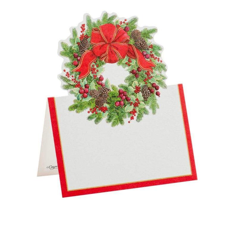 caspari Evergreen Wreath Die-Cut Place Cards - 8 Per Package