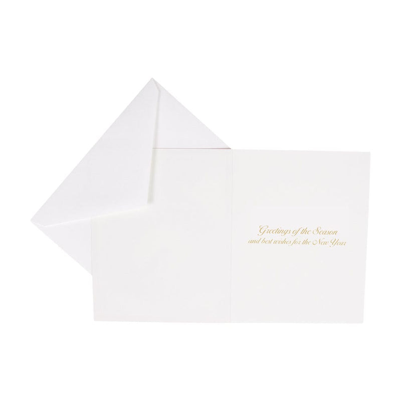 Caspari Evergreens In Snowy Field D-Size Boxed Christmas Cards - 15 Cards And Envelopes