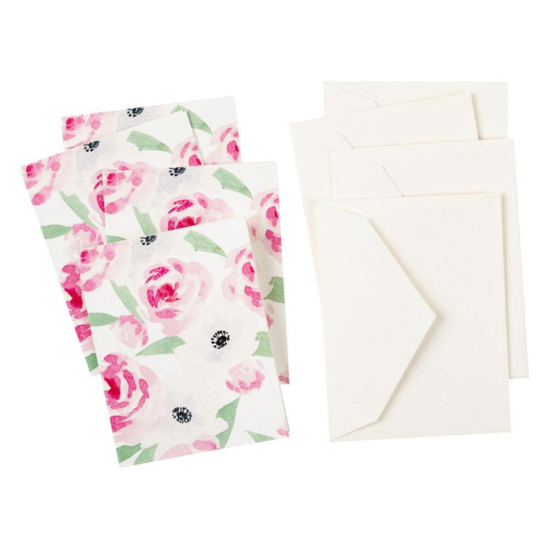 Caspari Flora Flora Gift Enclosure Cards - 4 Mini Cards & 4 Envelopes
