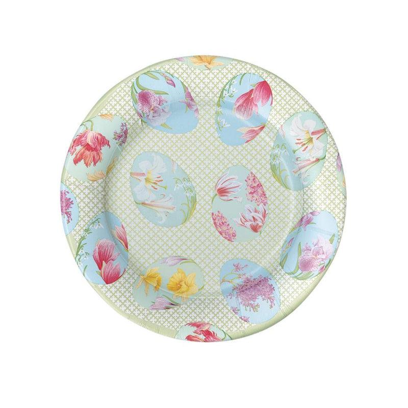 Caspari Floral Decorated Eggs Paper Salad & Dessert Plates - 8 Per Package
