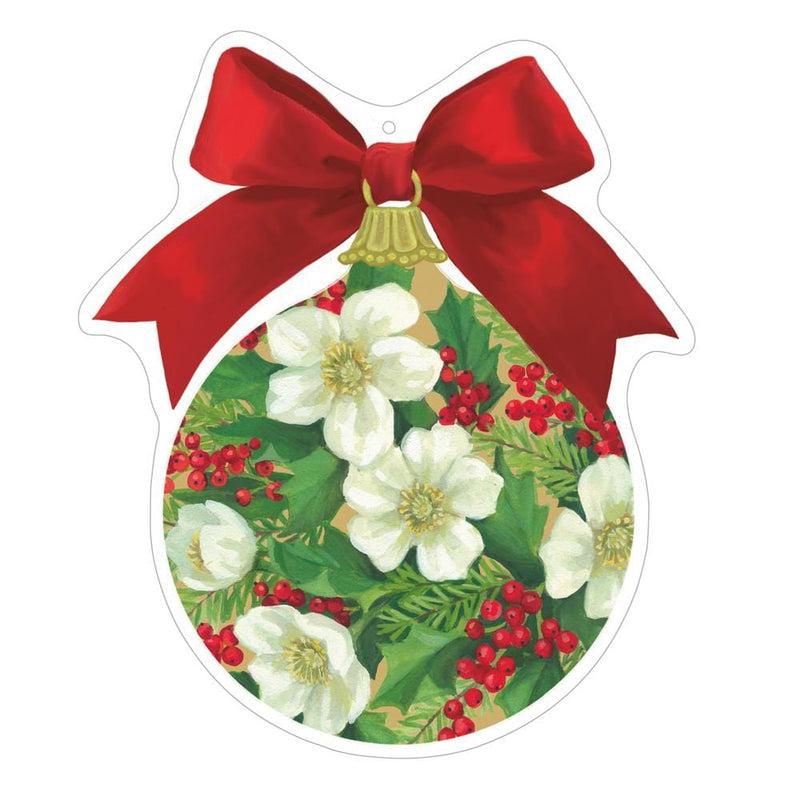 caspari Floral Die-Cut Ornament Gift Tags - 4 Per Package