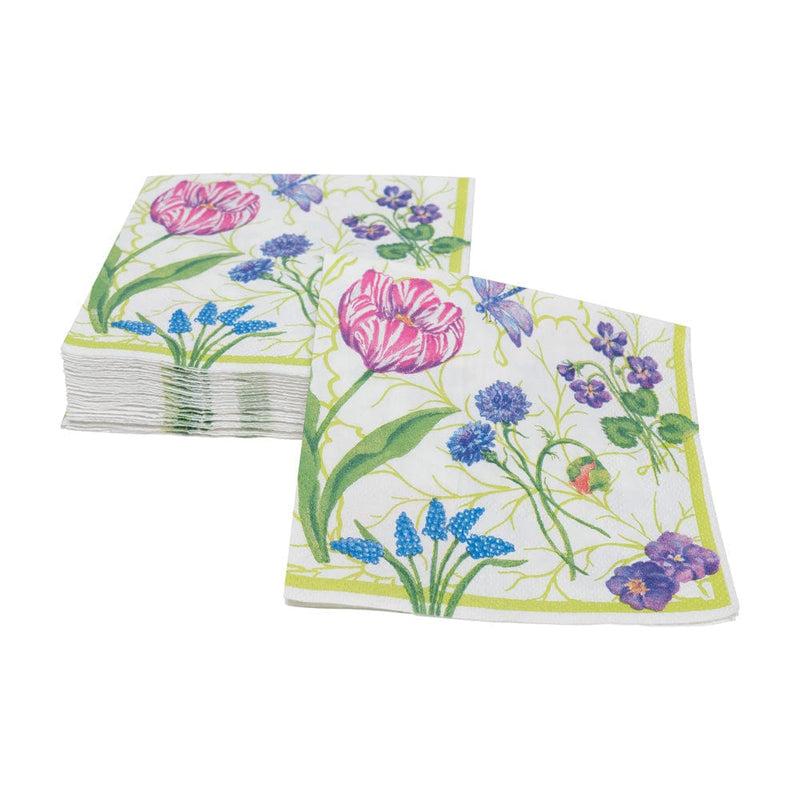 Caspari Floral Majolica Boxed Cocktail Napkins - 40 Per Box