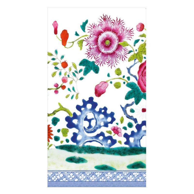 caspari Floral Porcelain Guest Towel Napkins - 15 Per Package