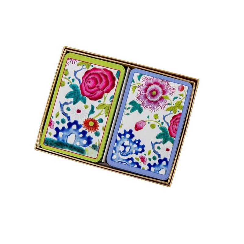Caspari Floral Porcelain Playing Cards - 2 Decks Included