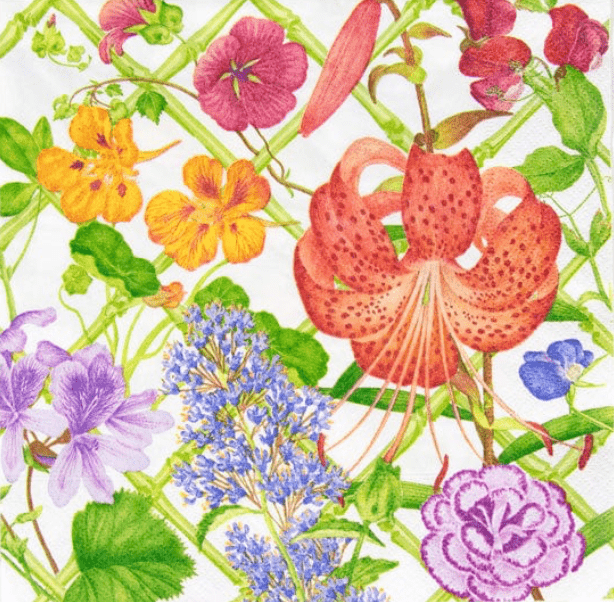Caspari Floral Trellis Dinner Napkins - 20 Per Package