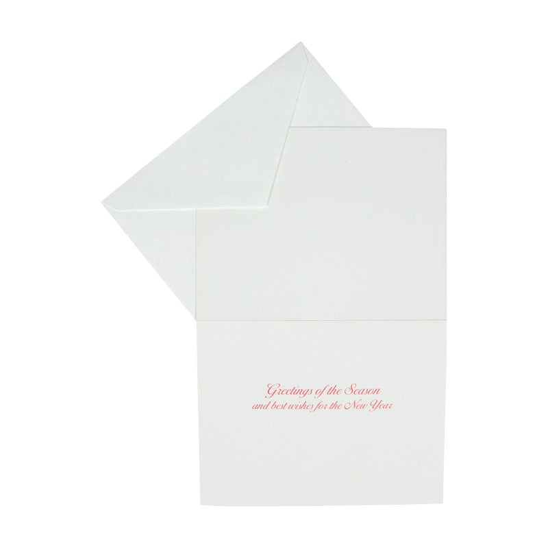Caspari French Horn With Swag Large Boxed Christmas Cards - 15 Christmas Cards & 15 Envelopes