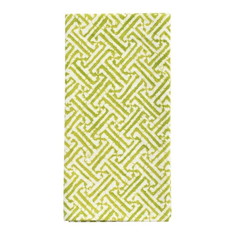 caspari Fretwork Cloth Dinner Napkins in Green - Set of 4