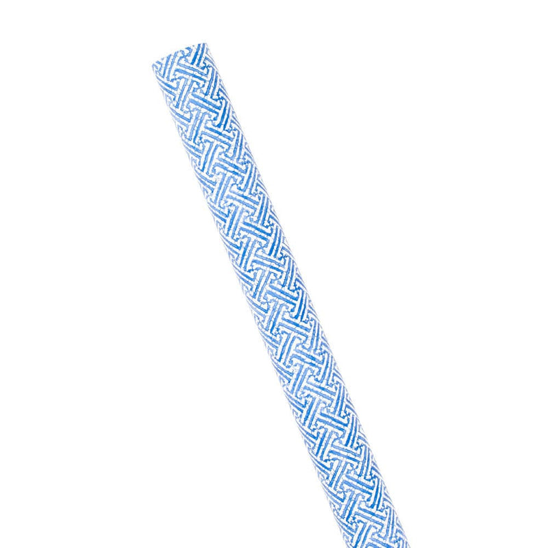 Caspari Fretwork Gift Wrapping Paper In Blue - 30" X 8' Roll