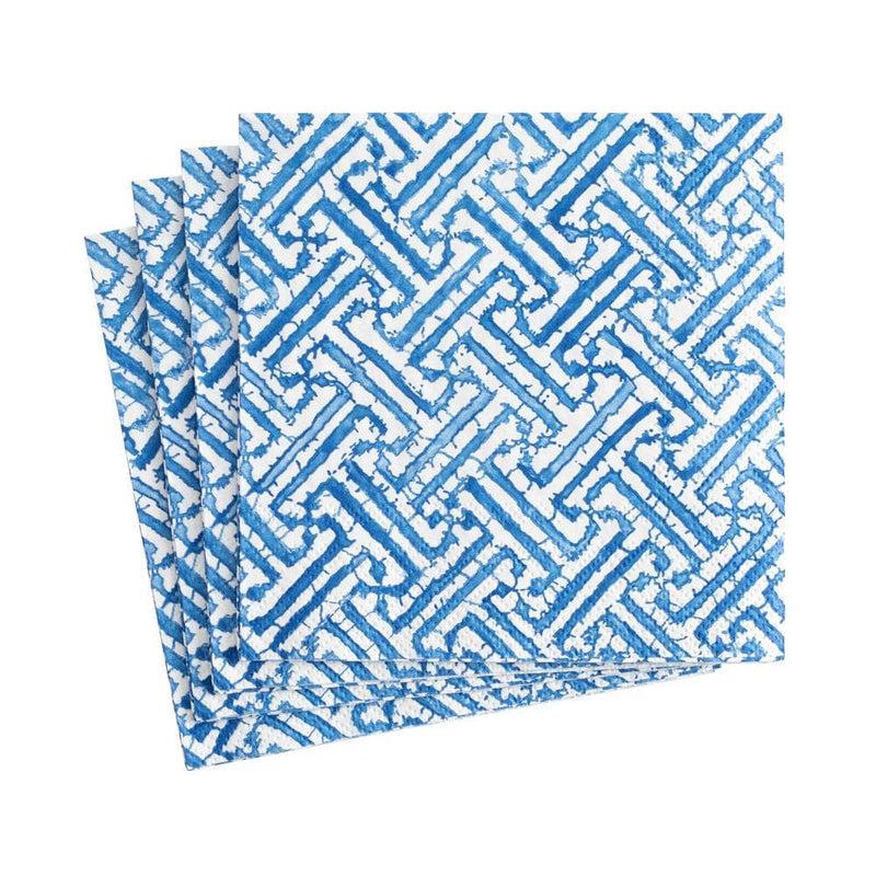 caspari Fretwork Paper Cocktail Napkins in Blue - 20 Per Package