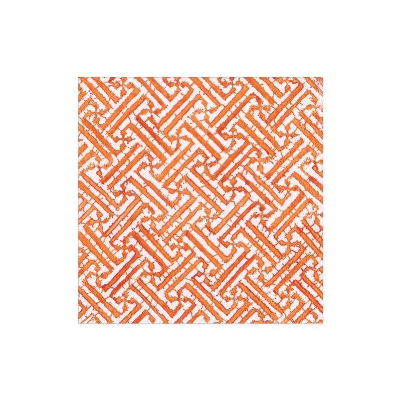 Caspari Fretwork Paper Cocktail Napkins In Orange - 20 Per Package