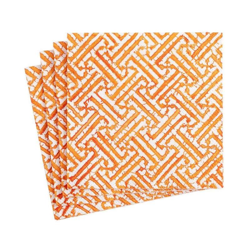caspari Fretwork Paper Cocktail Napkins in Orange - 20 Per Package
