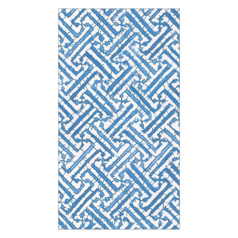 caspari Fretwork Paper Guest Towel Napkins in Blue - 15 Per Package
