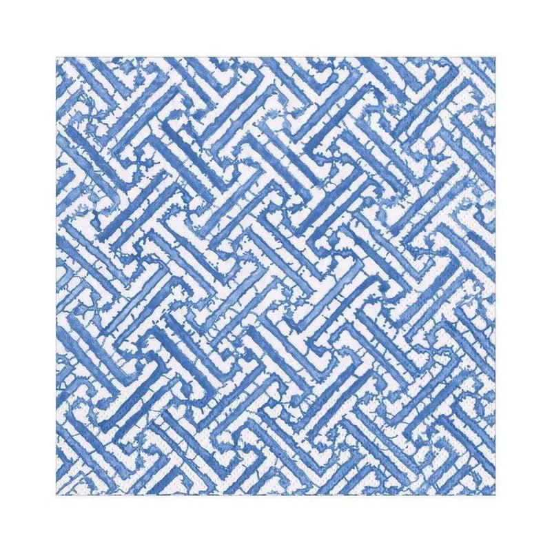 caspari Fretwork Paper Luncheon Napkins in Blue - 20 Per Package