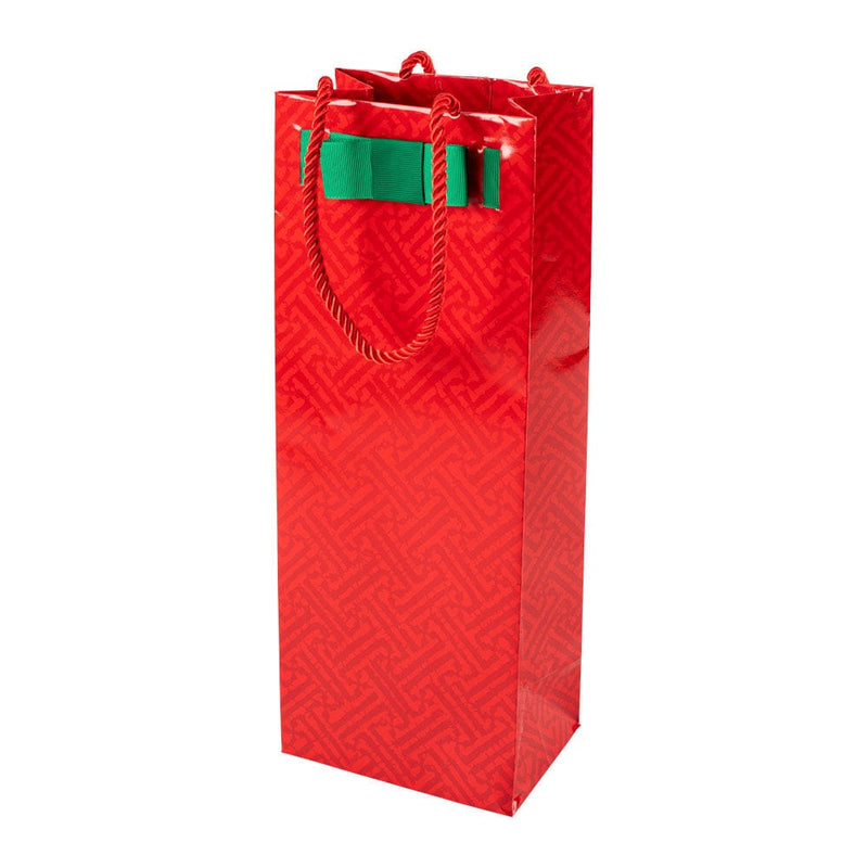 caspari Fretwork Wine & Bottle Gift Bag in Red - 1 Each