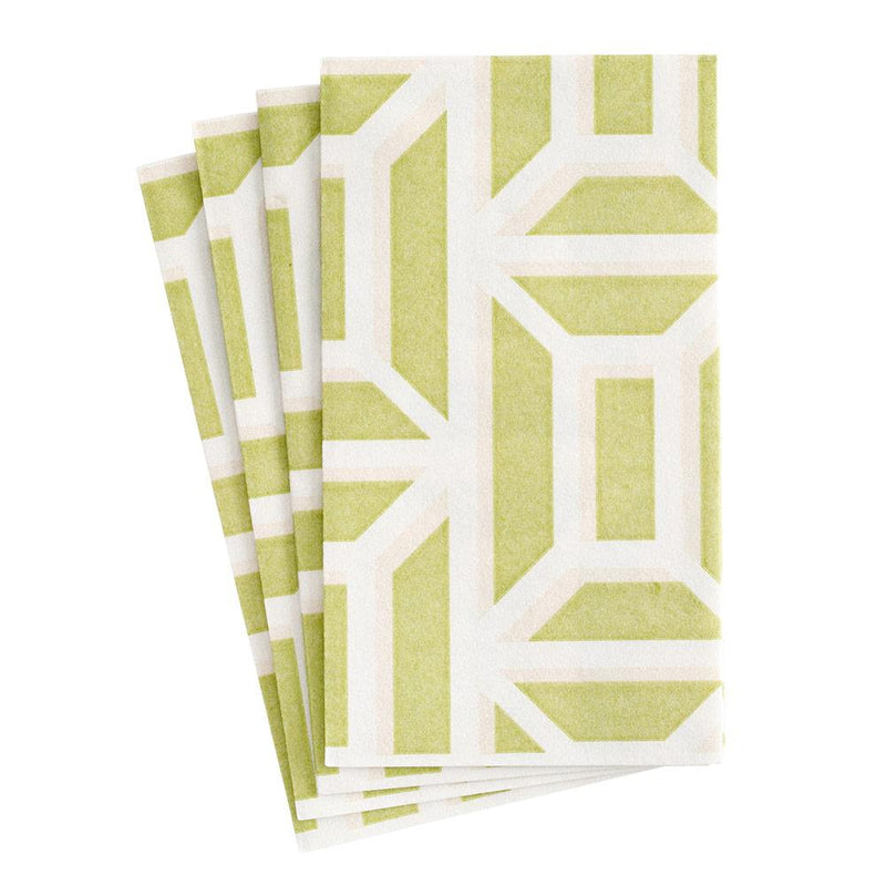 Caspari Garden Gate Paper Linen Guest Towel Napkins In Grass - 12 Per Package