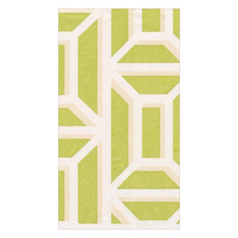 caspari Garden Gate Paper Linen Guest Towel Napkins in Grass - 12 Per Package
