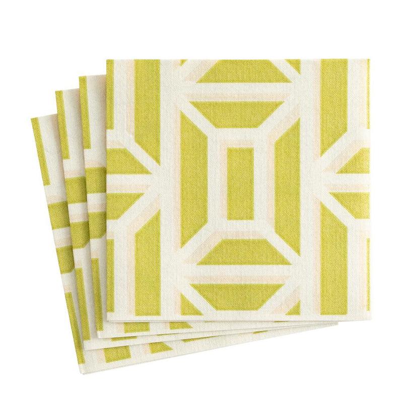 Caspari Garden Gate Paper Linen Luncheon Napkins In Grass - 15 Per Package