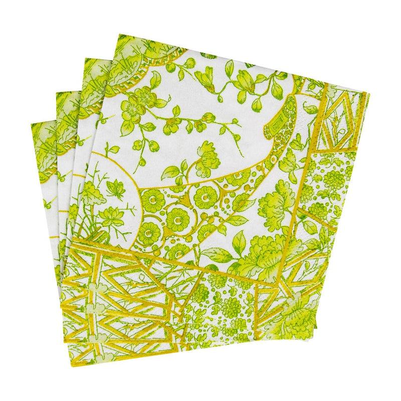 Caspari Gilded Porcelain Chartreuse Cocktail Napkins - 20 Per Package