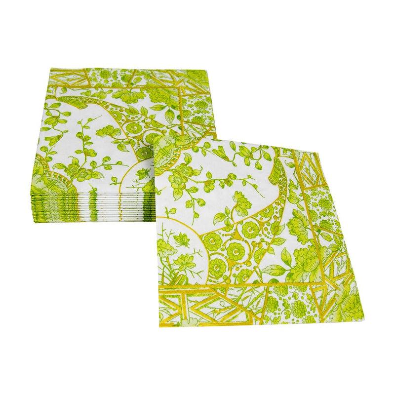 Caspari Gilded Porcelain Chartreuse Cocktail Napkins - 20 Per Package