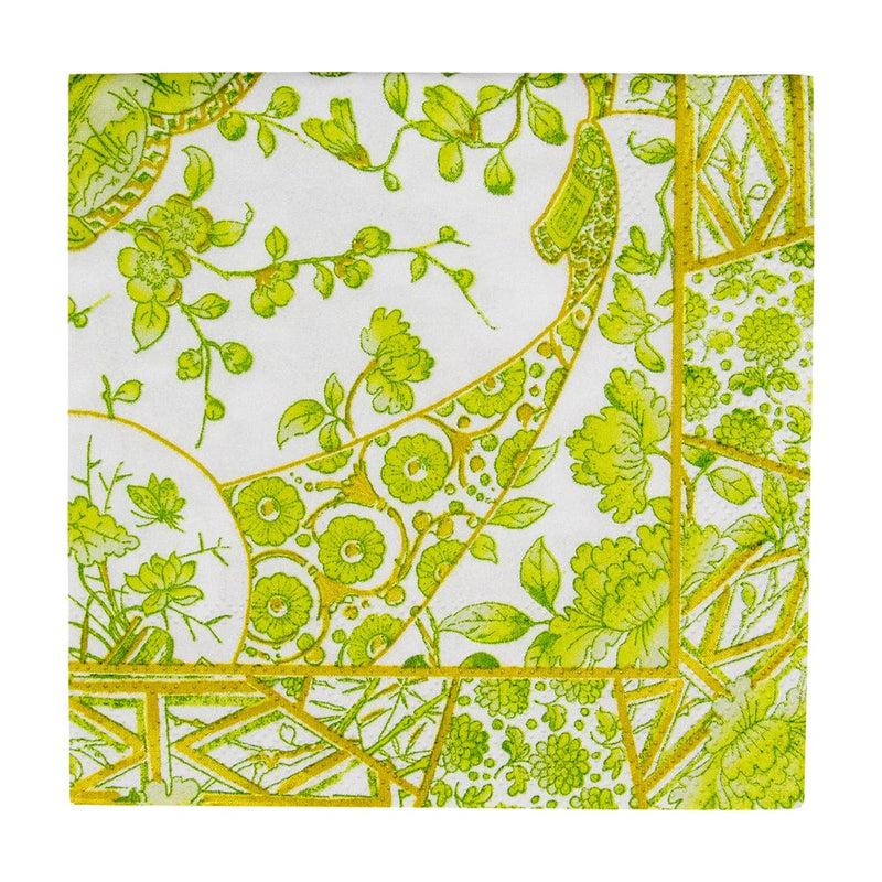 caspari Gilded Porcelain Chartreuse Cocktail Napkins - 20 Per Package