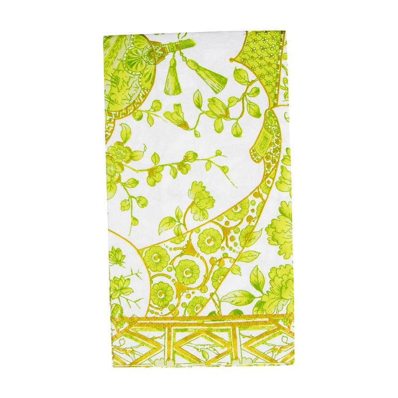 Caspari Gilded Porcelain Chartreuse Guest Towel Napkins - 15 Per Package