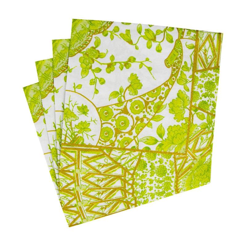 Caspari Gilded Porcelain Chartreuse Luncheon Napkins - 20 Per Package