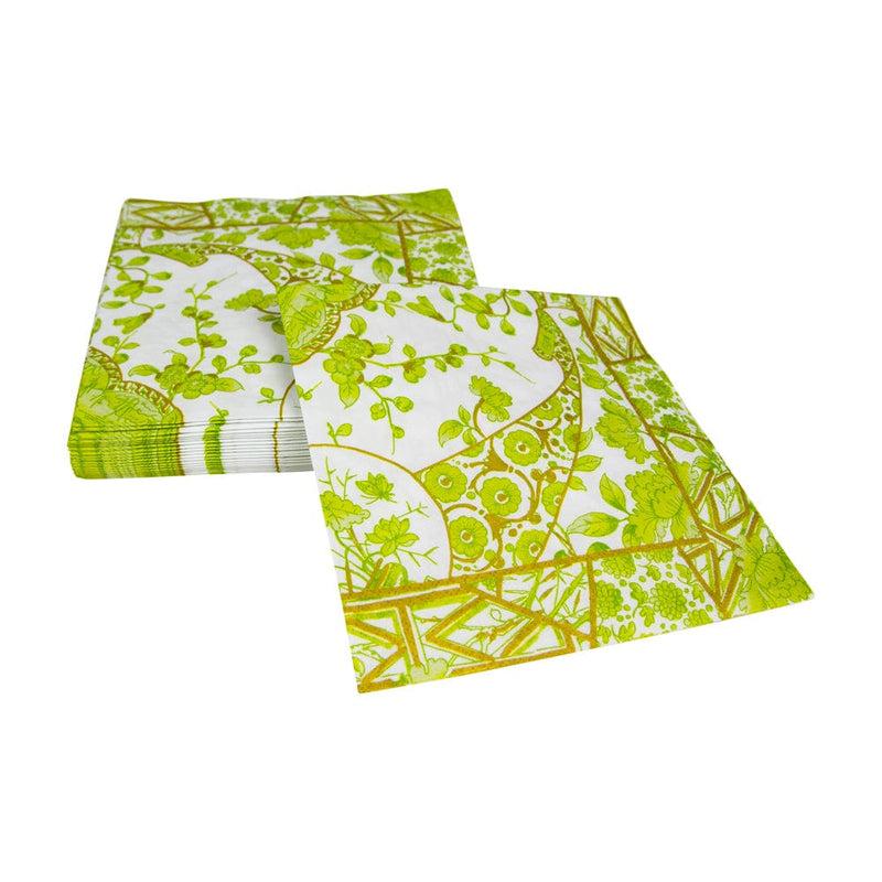 Caspari Gilded Porcelain Chartreuse Luncheon Napkins - 20 Per Package