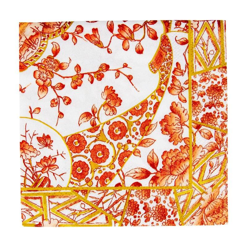 caspari Gilded Porcelain Coral Cocktail Napkins - 20 Per Package