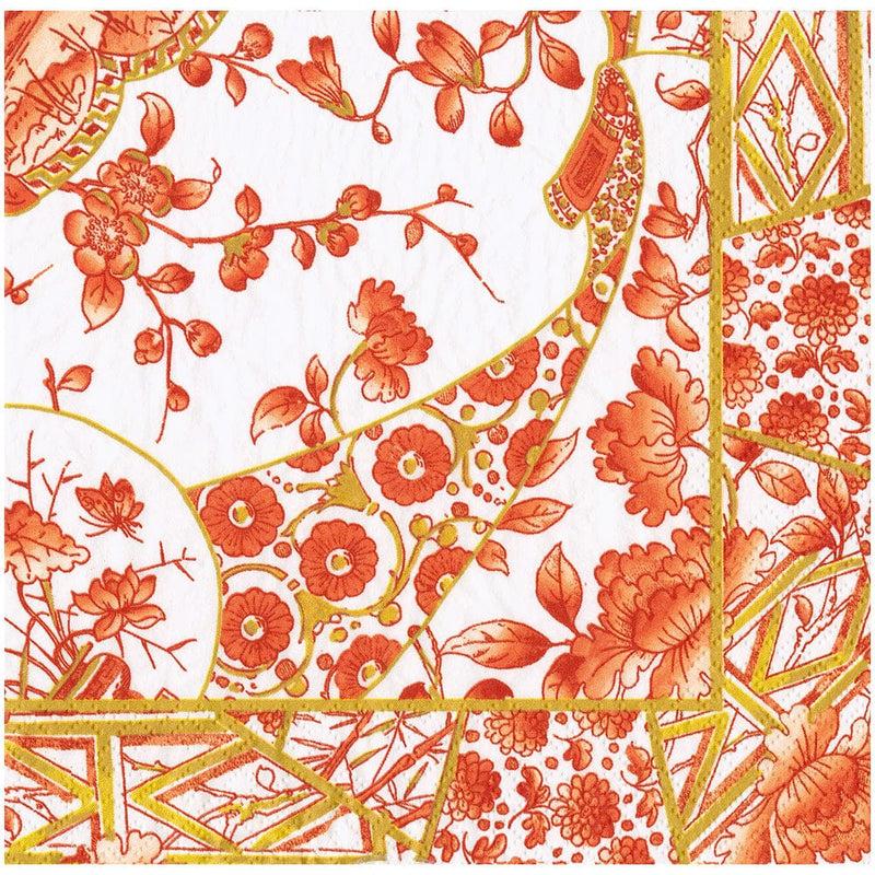 caspari Gilded Porcelain Coral Dinner Napkins - 20 Per Package