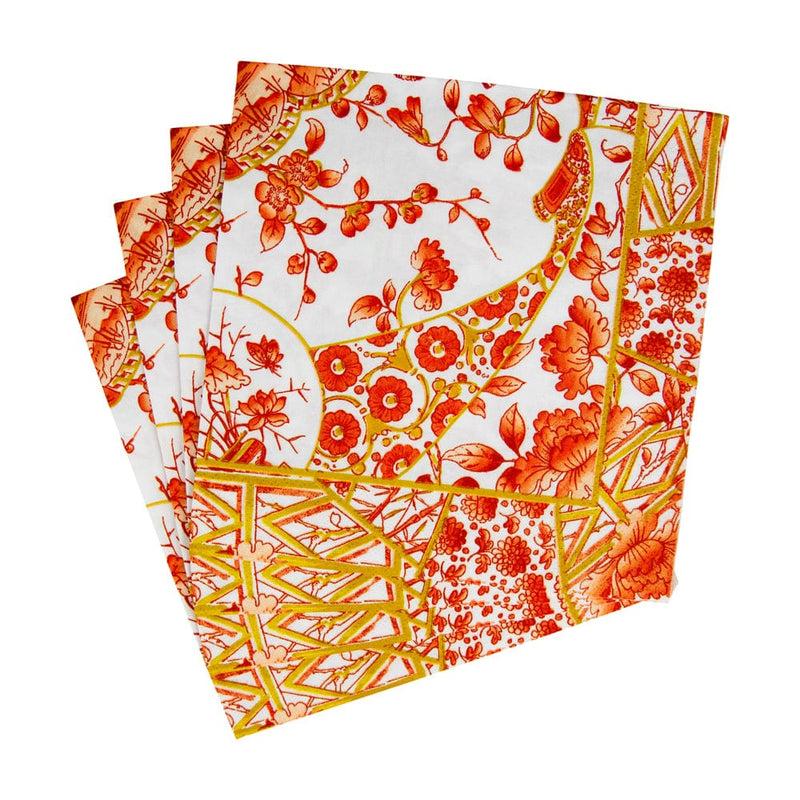 Caspari Gilded Porcelain Coral Luncheon Napkins - 20 Per Package