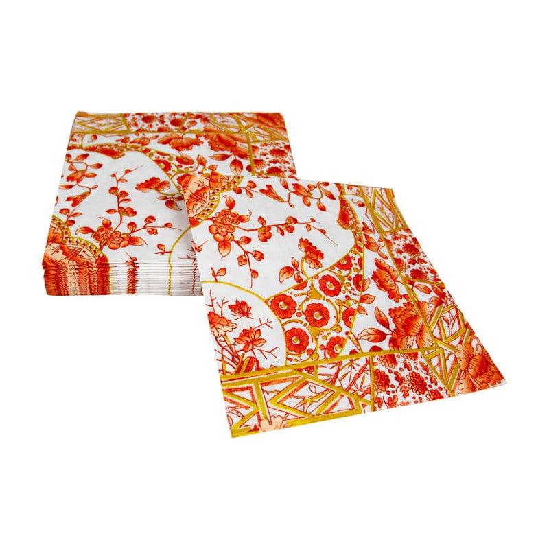 Caspari Gilded Porcelain Coral Luncheon Napkins - 20 Per Package