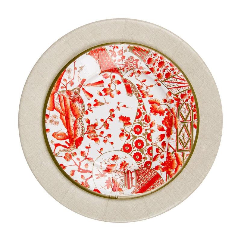 Caspari Gilded Porcelain Coral Paper Salad & Dessert Plates - 8 Per Package