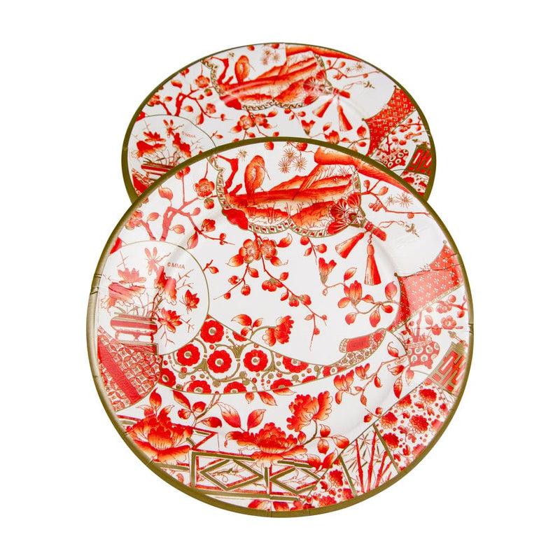 Caspari Gilded Porcelain Coral Paper Salad & Dessert Plates - 8 Per Package