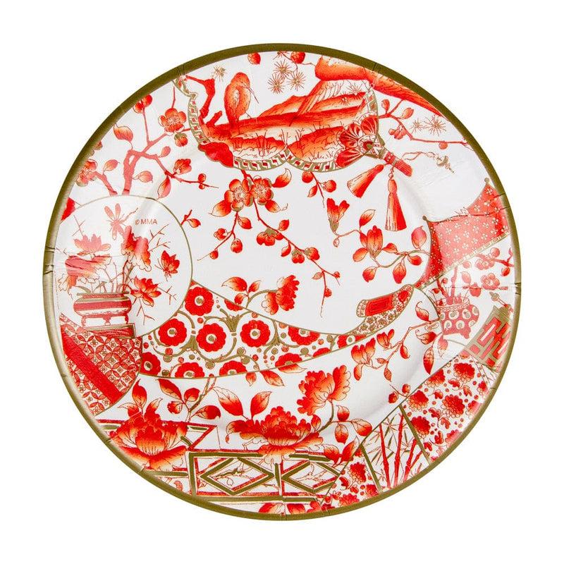 caspari Gilded Porcelain Coral Paper Salad & Dessert Plates - 8 Per Package