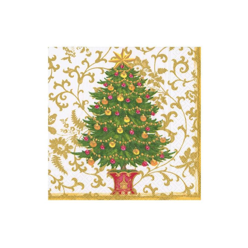 caspari Gilded Tree Boxed Cocktail Napkins - 40 Per Box
