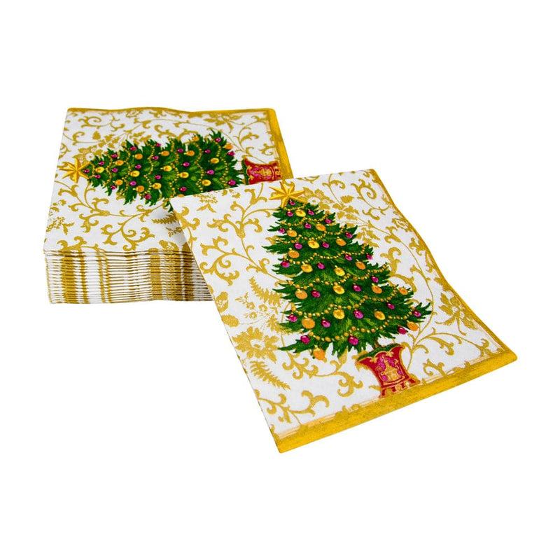 Caspari Gilded Tree Cocktail Napkins - 20 Per Package