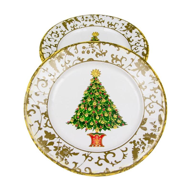Caspari Gilded Tree Paper Salad & Dessert Plates - 8 Per Package