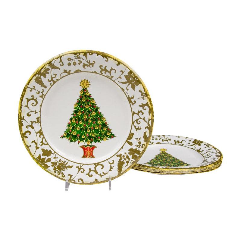 Caspari Gilded Tree Paper Salad & Dessert Plates - 8 Per Package