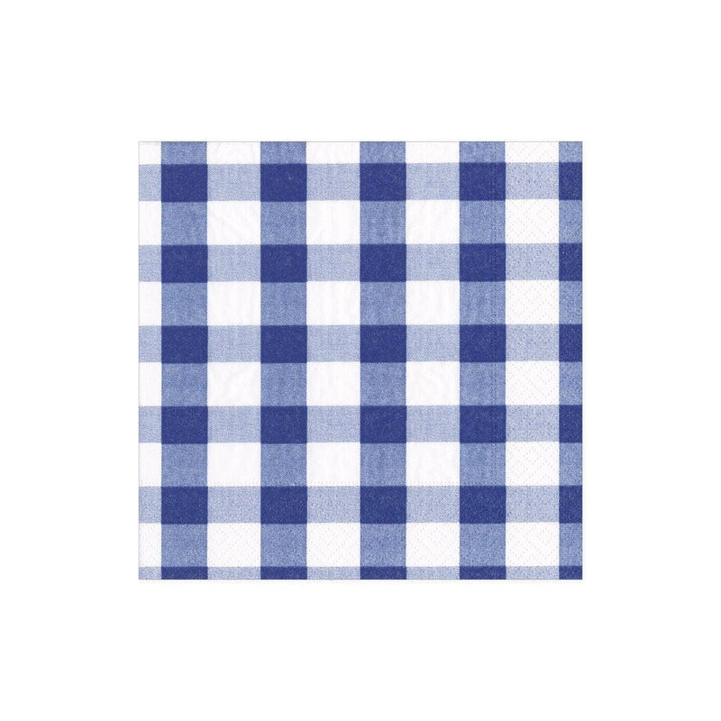 caspari Gingham Paper Cocktail Napkins in Blue - 20 Per Package